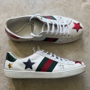 GUCCI ACE SNEAKERS with Star Accents size 10.5 Gucci / equivalent to 11.5-12 US